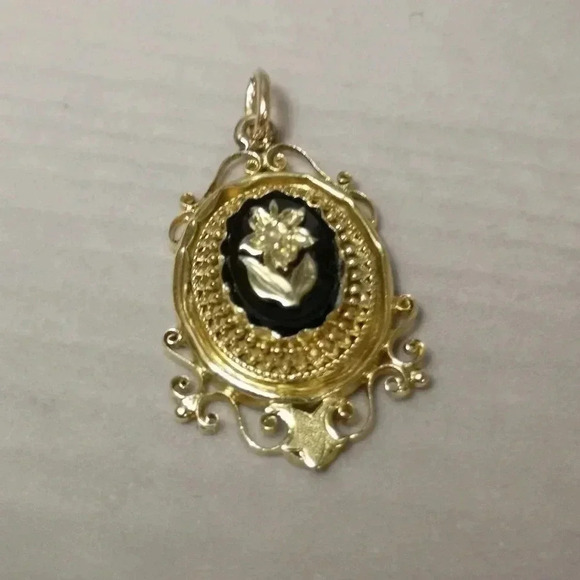 Victorian antique mourning pendant 18k - Picture 3 of 4